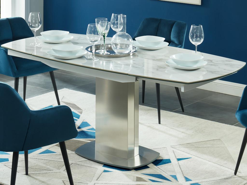 Mesa de comedor extensible TALICIA - 4 a 6 comensales - Cerámica y ...
