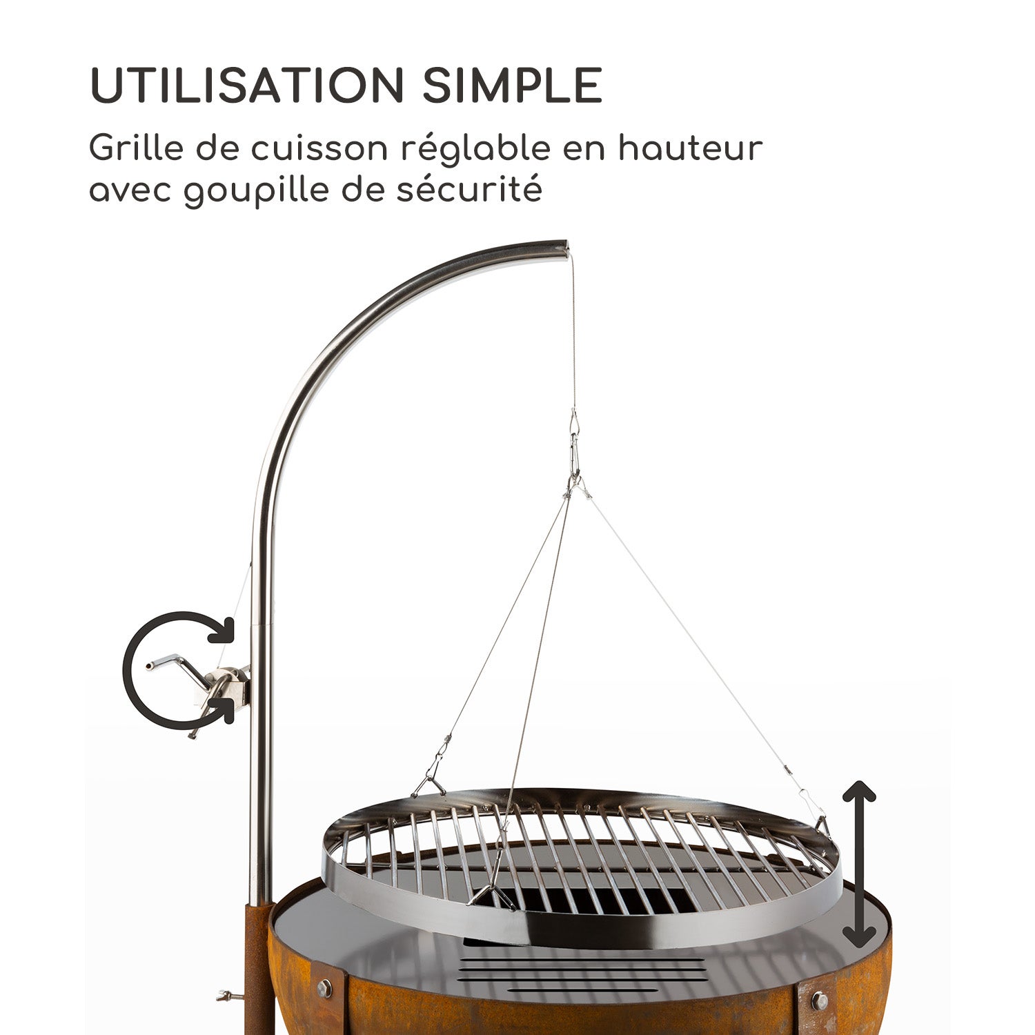 BLUMFELDT Fire Globe braséro avec barbecue Ø 60cm acier Jaune / doré - 4
