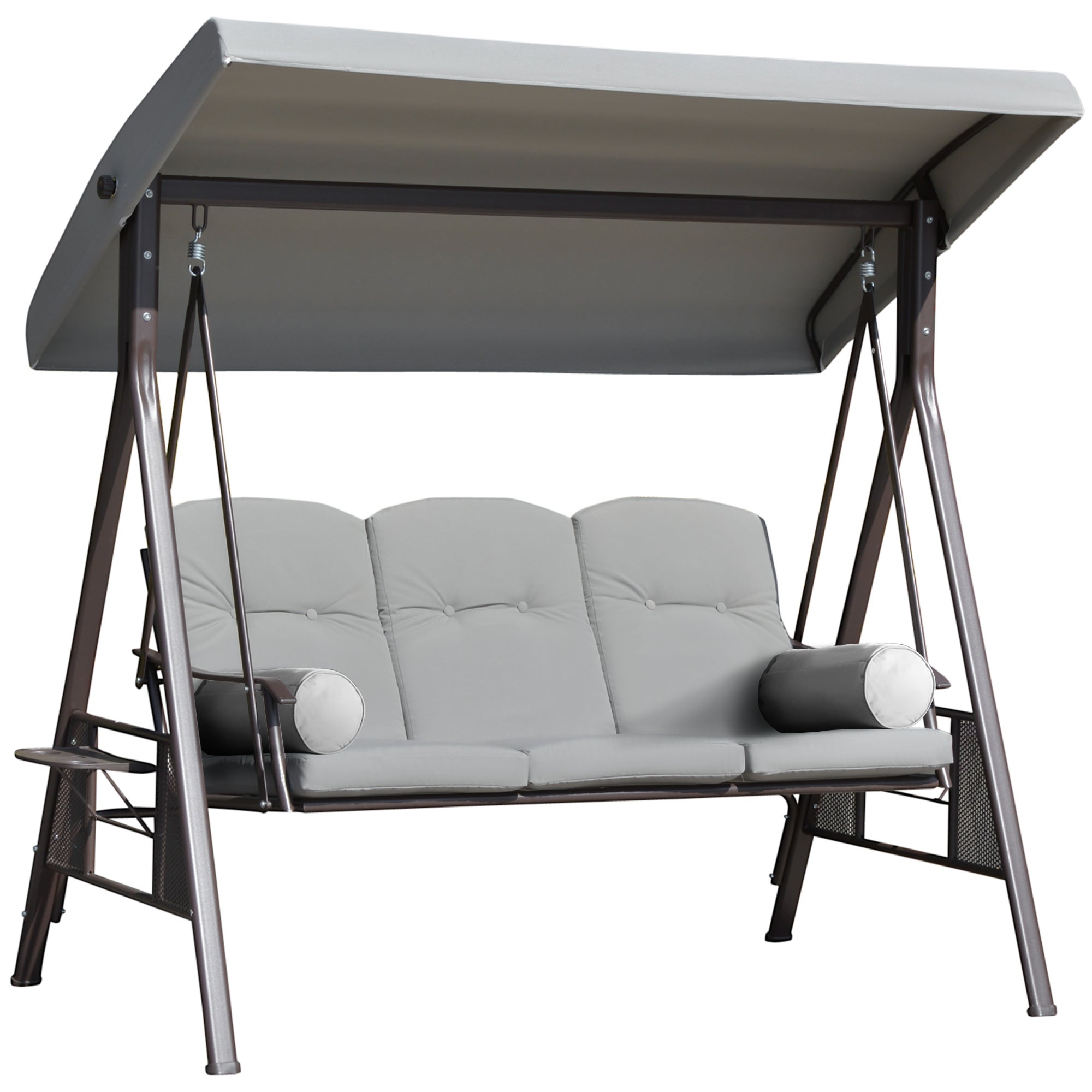 Baloiço de Jardim Outsunny Cinzento Metal e Poliéster 206x116x183cm - 2