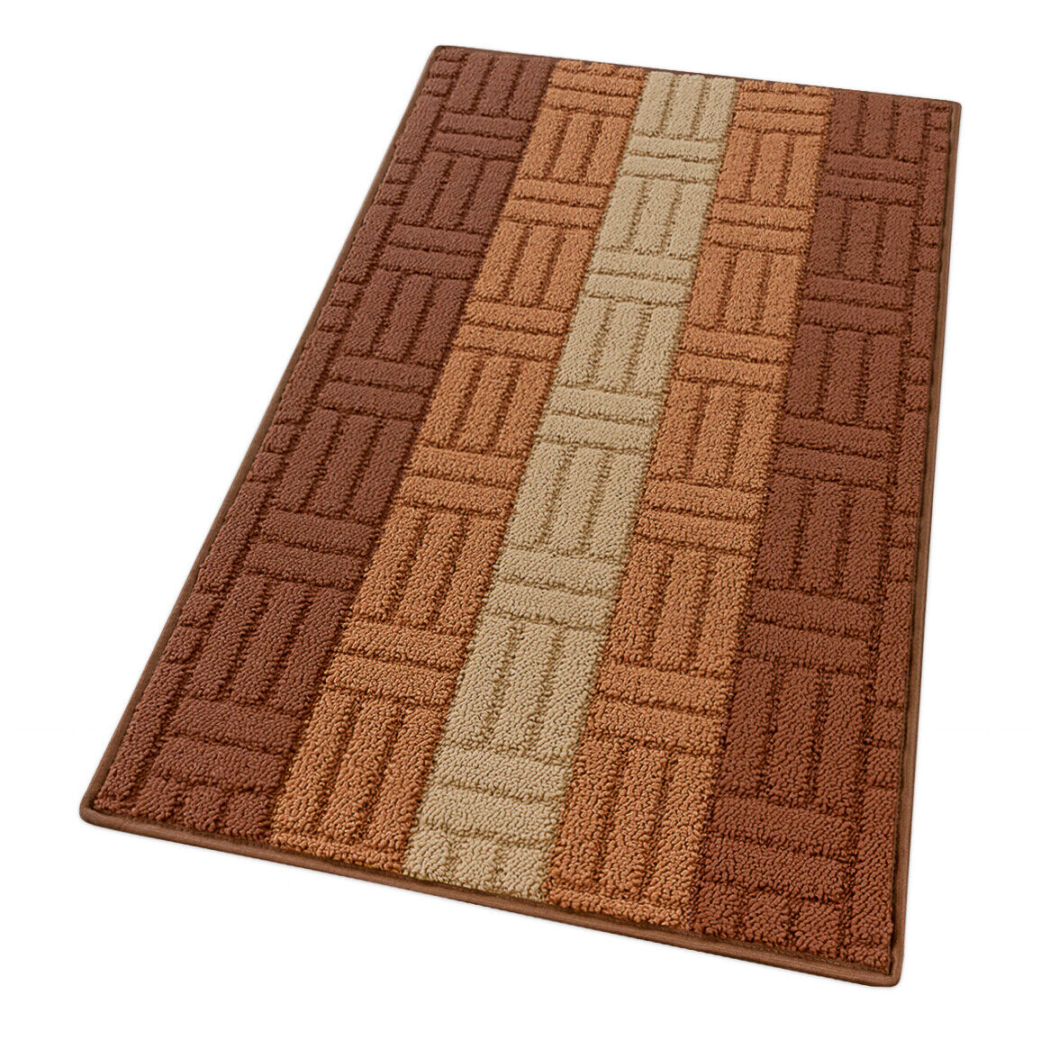 Dywan Kuchenny 50X115 cm Tkany 3D 100% Made in Italy Obszyty Chłonny Antypoślizgowy Brązowy