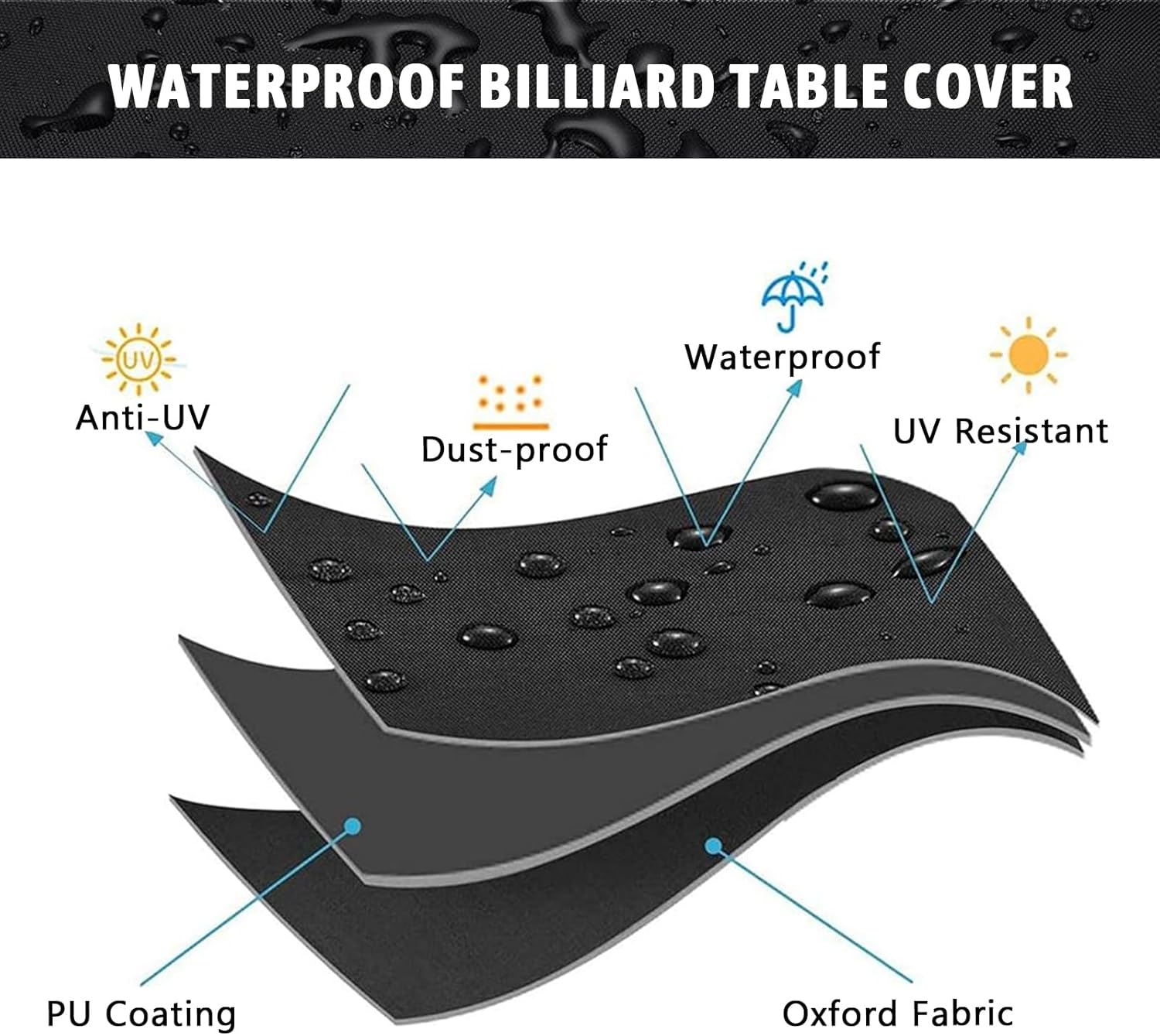 Copertura per tavolo da biliardo, in tessuto Oxford 210D