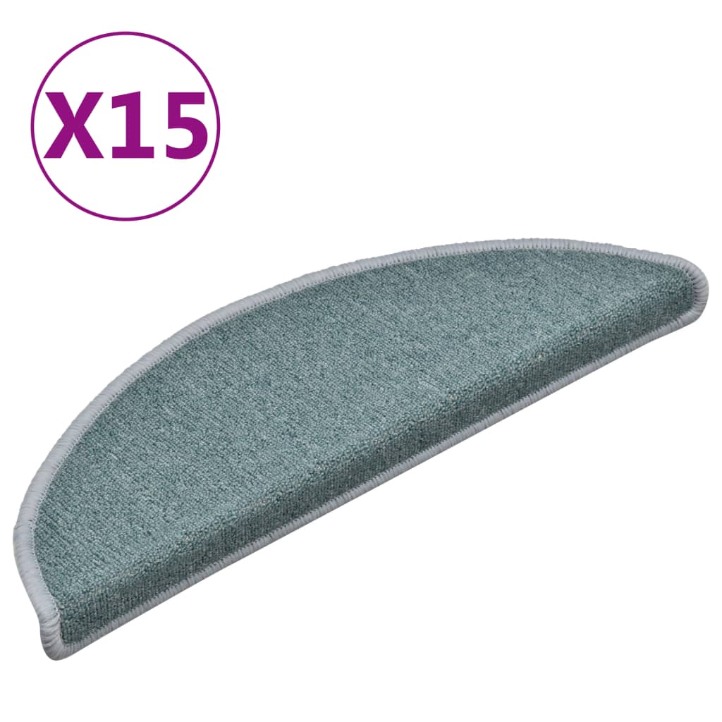 Tapis de marches d'escalier 15 pcs Bleu 56x17x3 cm - 2