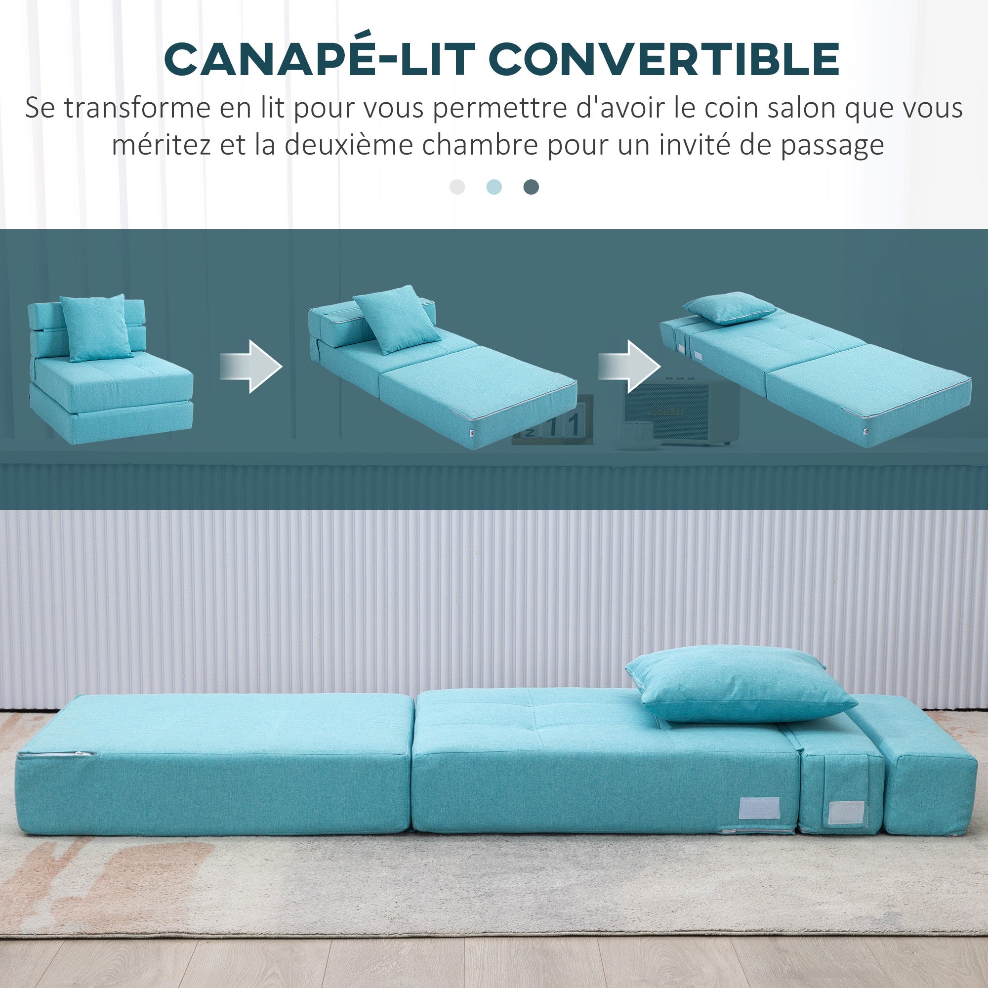 Chauffeuse-lit Polyester HOMCOM - 4