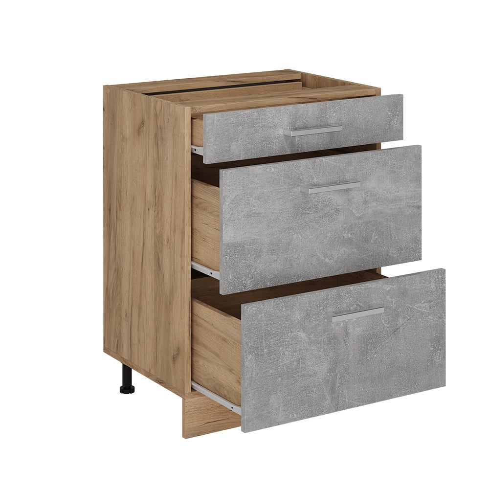 Vicco Meuble cuisine R-Line, Béton, 60cm avec tiroirs, sans PT - 4