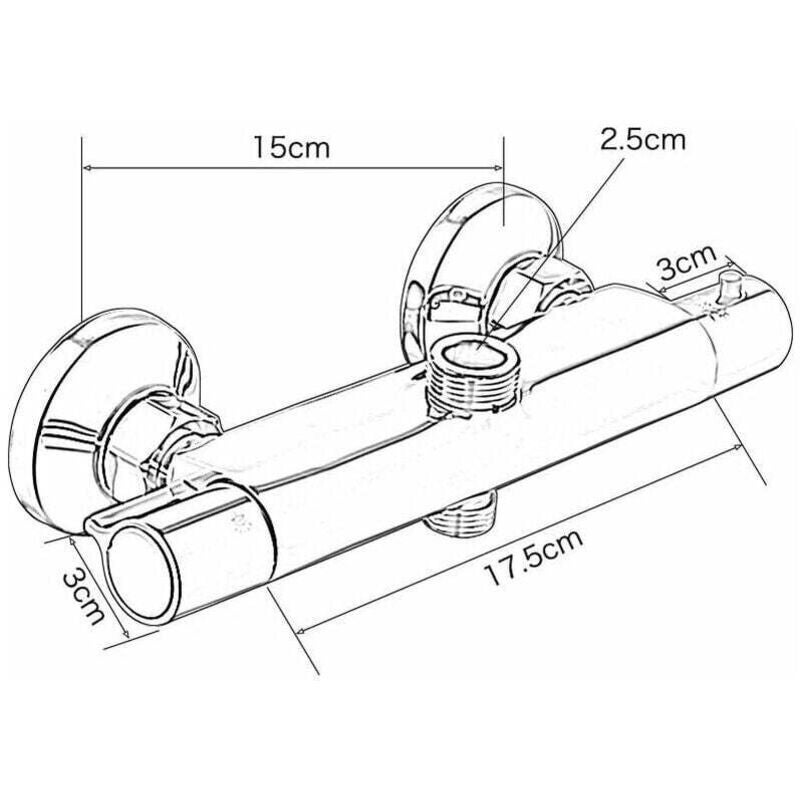 Mitigeur Thermostatique Douche/Baignoire, 2 Sorties Haut/Bas, Laiton Chromé Anti-Brûlure - 5