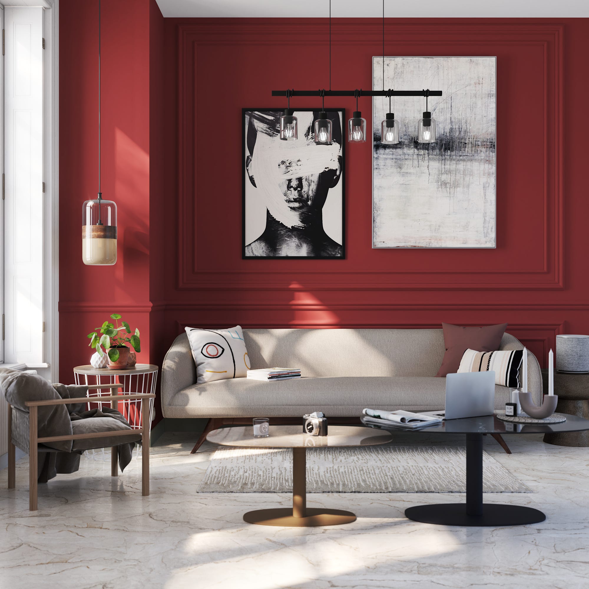 Suelo vinílico click intenso ARTENS - BLUSH mármol blanco - 1,67 m²/ 4 Losetas - 6