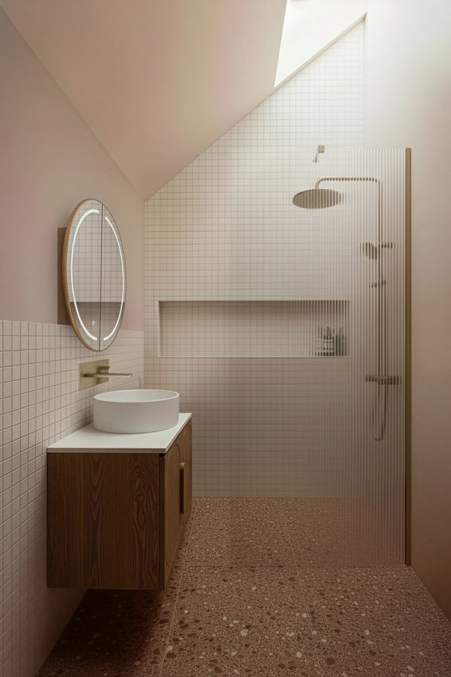 Paroi de douche JAKE verre strié + profilé et bras coloris or brossé 100x195 cm BASS