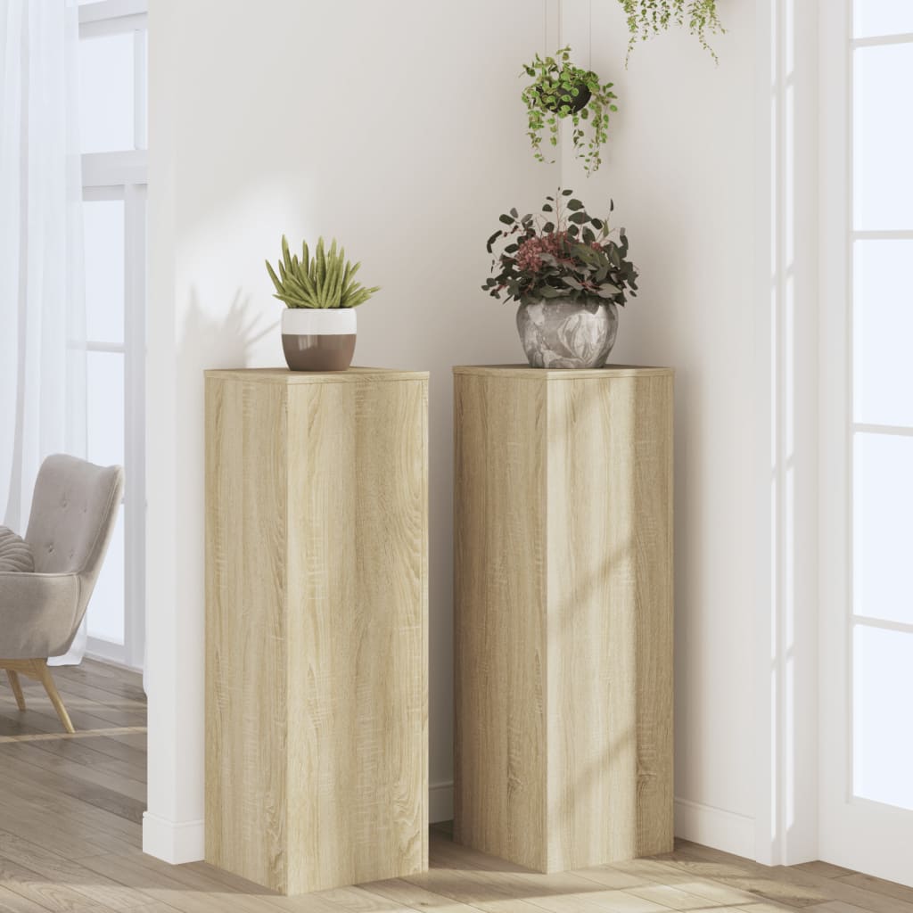 Supports pour plantes 2 pcs chêne bois d'ingénierie - 3