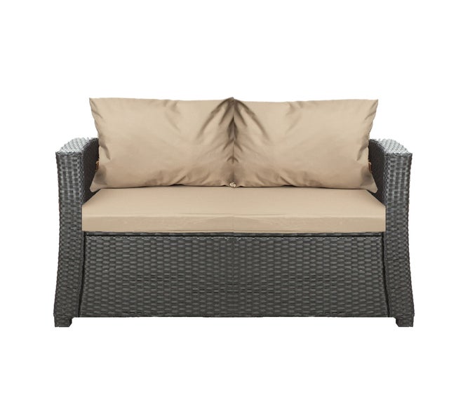 Coussins de canapé de jardin en résine tressée 112x50x7+2*56x50cm| coussins d'extérieur beige| Set de coussins 2 places| Lot de coussins de jardin