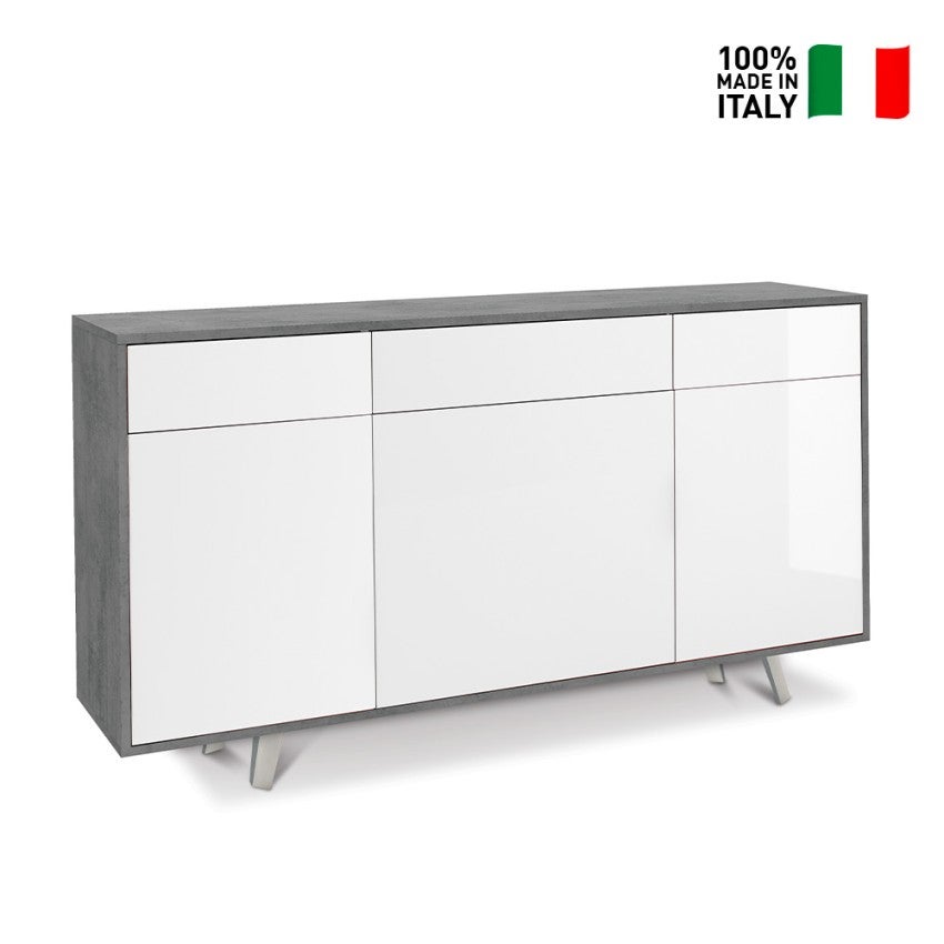 KIT ARMOIRES 3 PORTES 3 TIROIRS Couleur Ciment - 2