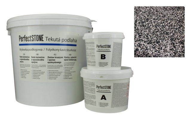 Kamienny dywan PerfectSTONE biały-czarny-szary – zestaw DIY 3,3 m² DISTYK