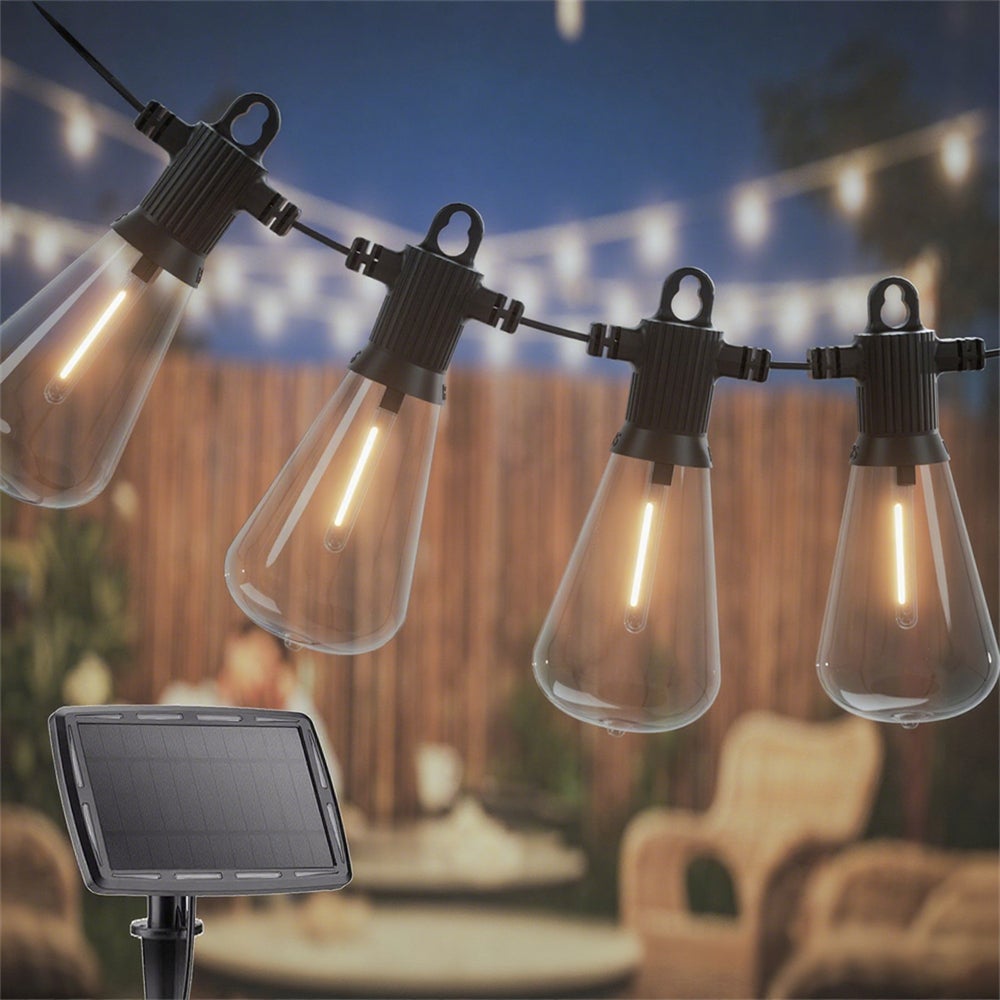 Catena Luminosa Solare Da 15 M Con Lampadine LED Calde, Resistente Alle Intemperie E Infrangibile Per Cortili Portici Bar 96939039