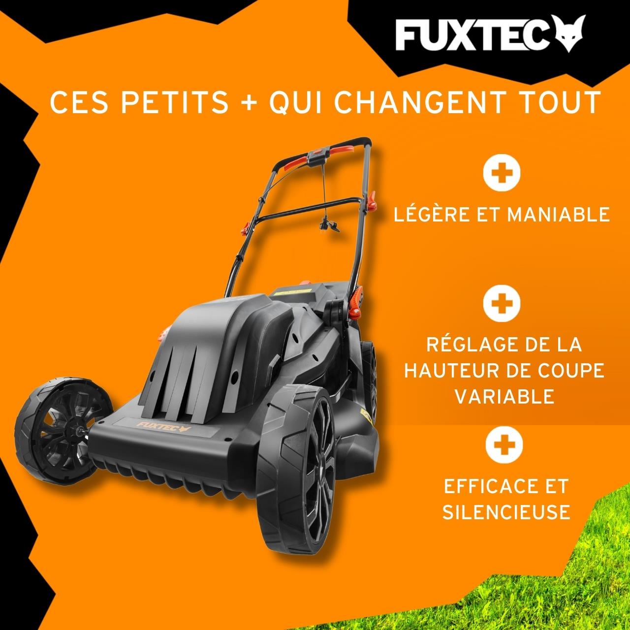 Fuxtec tagliaerba elettrico FX-RME43, 1200W, larghezza 43cm, altezza regolabile 25-75mm, cesto 45L - 4