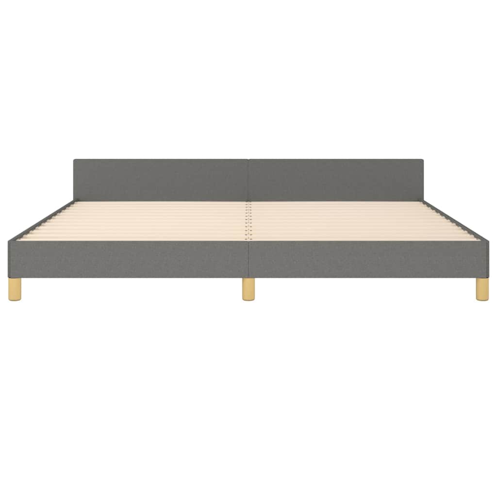 Cadre de lit sans matelas gris foncé 200 x 200 cm tissu - 5