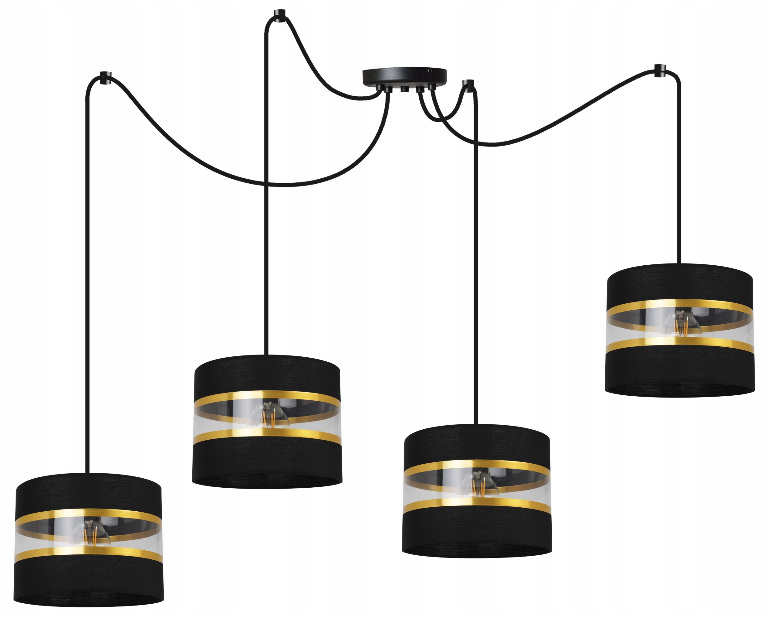 Lampa sufitowa wisząca Spider Elegance Gold modern 4xE27 abażur walec czarny Light Home LH
