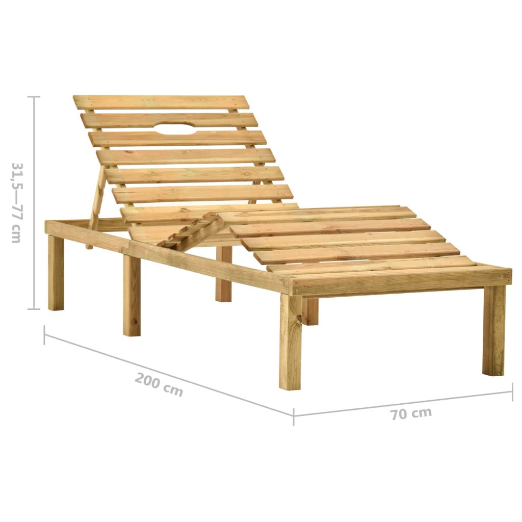 Chaise longue de jardin avec table et coussin Pin imprégné vidaXL - 3