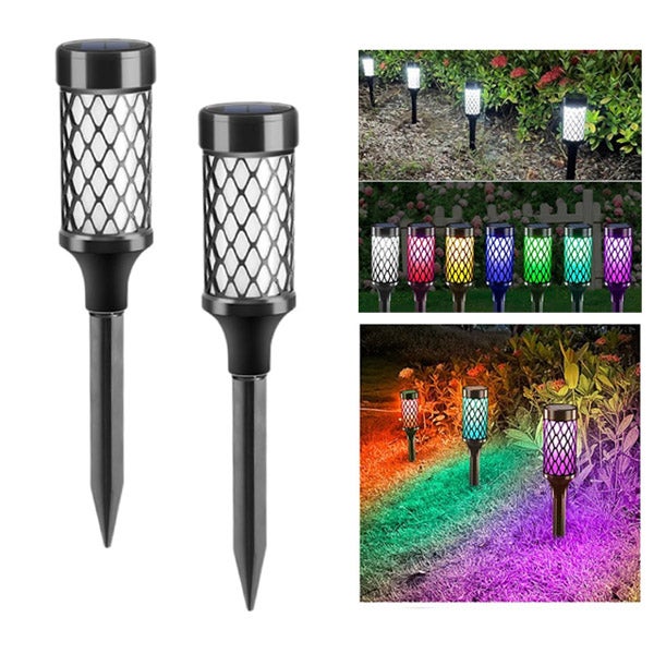 Zewnętrzna wielofunkcyjna lampa solarna LED reflektor ogrodowy kolorowe światło ciepłe światło do trawników automatyczne oświetlenie nocne szt