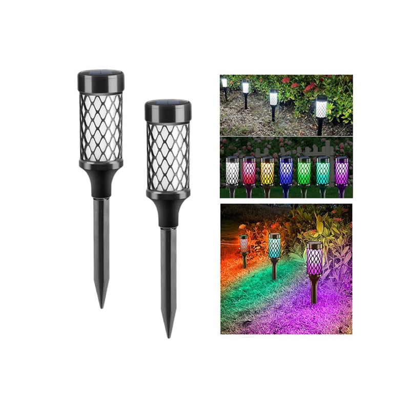 Zewnętrzna wielofunkcyjna lampa solarna LED reflektor ogrodowy kolorowe światło ciepłe światło do trawników automatyczne oświetlenie nocne szt