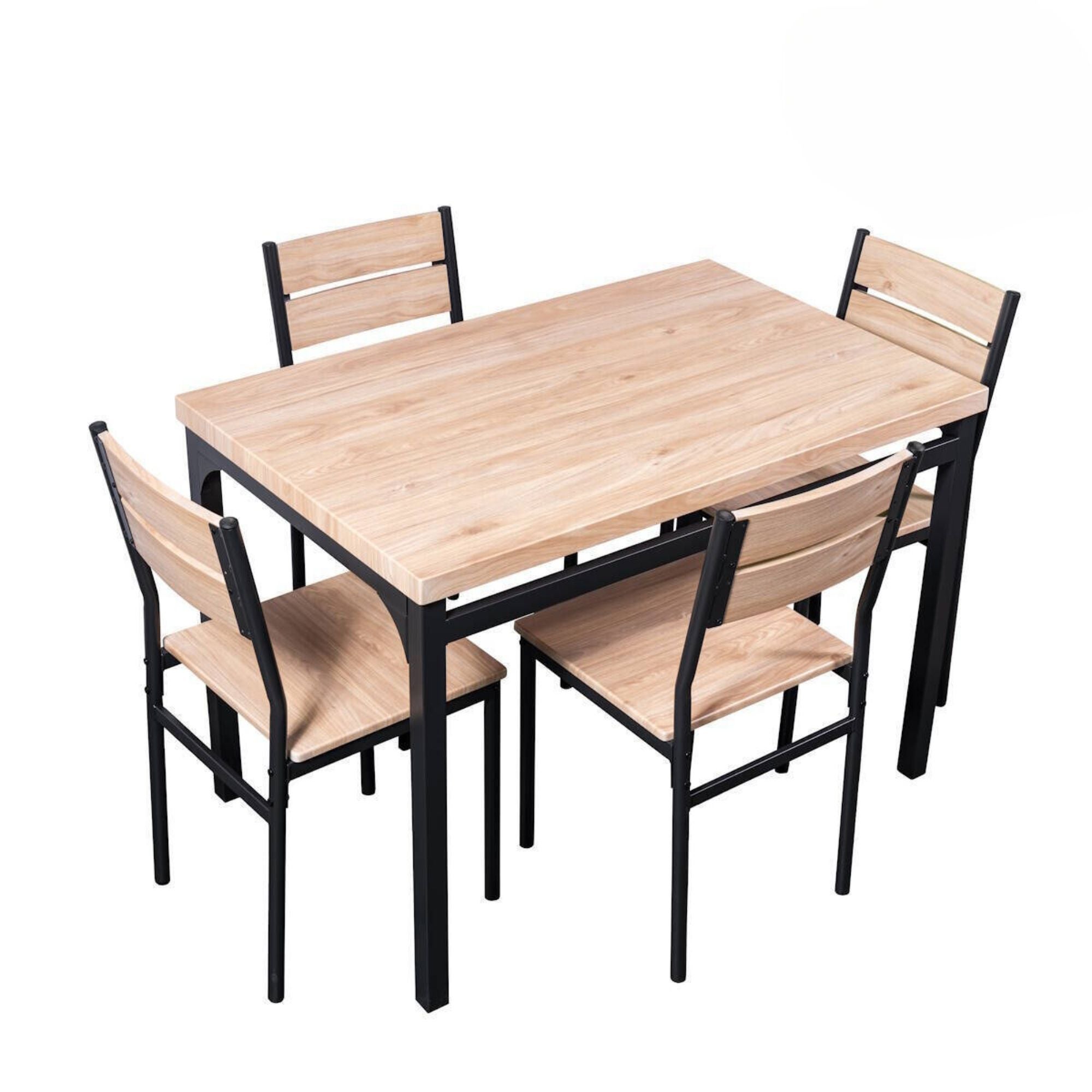 Conjunto mesa + 4 cadeiras cozinha/sala de jantar – estilo industrial, tampo em MDF acabamento carvalho e estrutura (mesa 110 x 70 x 75 cm)