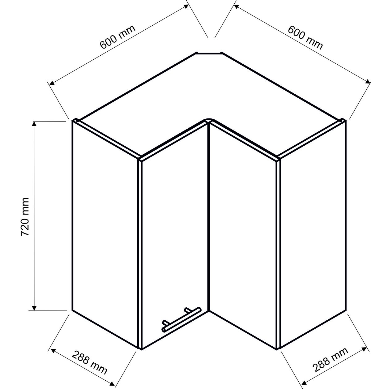 Meuble d'angle haut de cuisine avec 1 porte coloris blanc - longueur 60 x profondeur 60 x hauteur 72 cm - 2