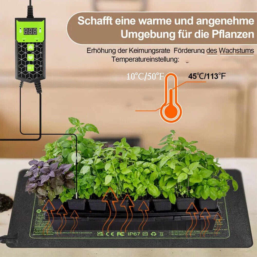 Tapis chauffant pour plantes 27 W, tapis chauffant pour semis avec thermostat, plage de température : 10 °C à 45 °C, étanchéité IP67 (27 x 54 cm) - 4
