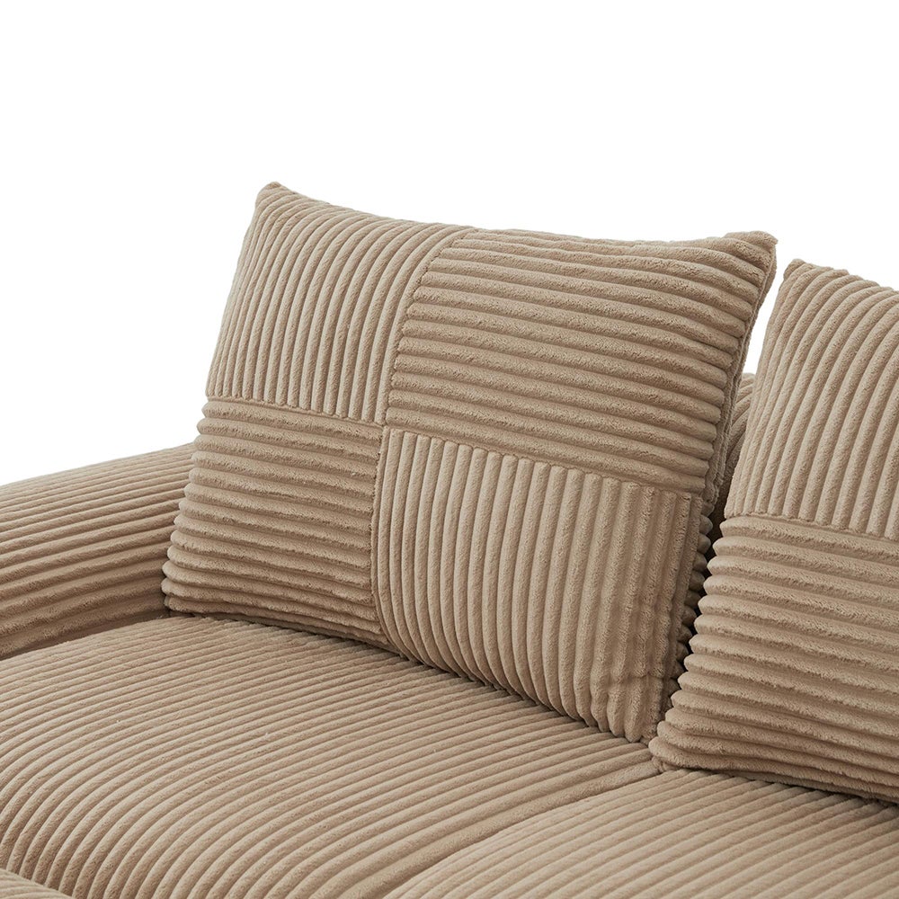 Canapé 2 places 200 cm - Canapé modulable avec accoudoirs - Porte-gobelets - Sans montage - Tissu velours côtelé - Kaki - 9