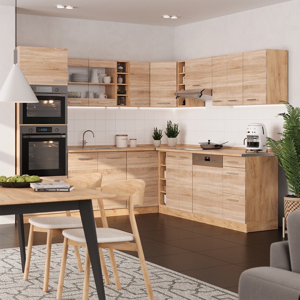 Vicco Cuisine en angle R-Line, Sonoma/Chêne de force doré, 247 x 237 cm, PT Chêne - 3