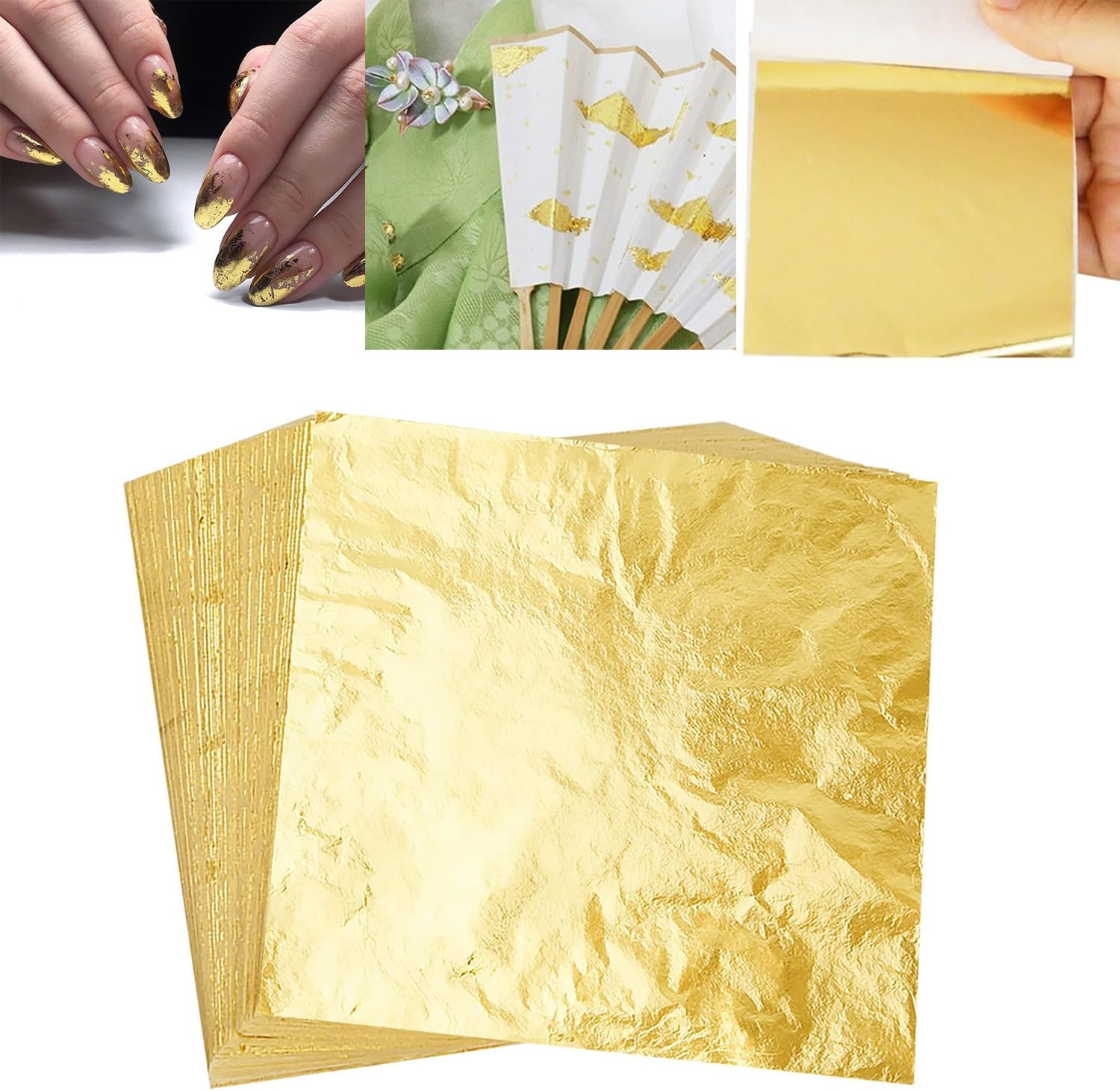 100 feuilles d'imitation de feuille d'or, pour projets artistiques, décoration artisanale et peinture (8 x 8 cm) - 2