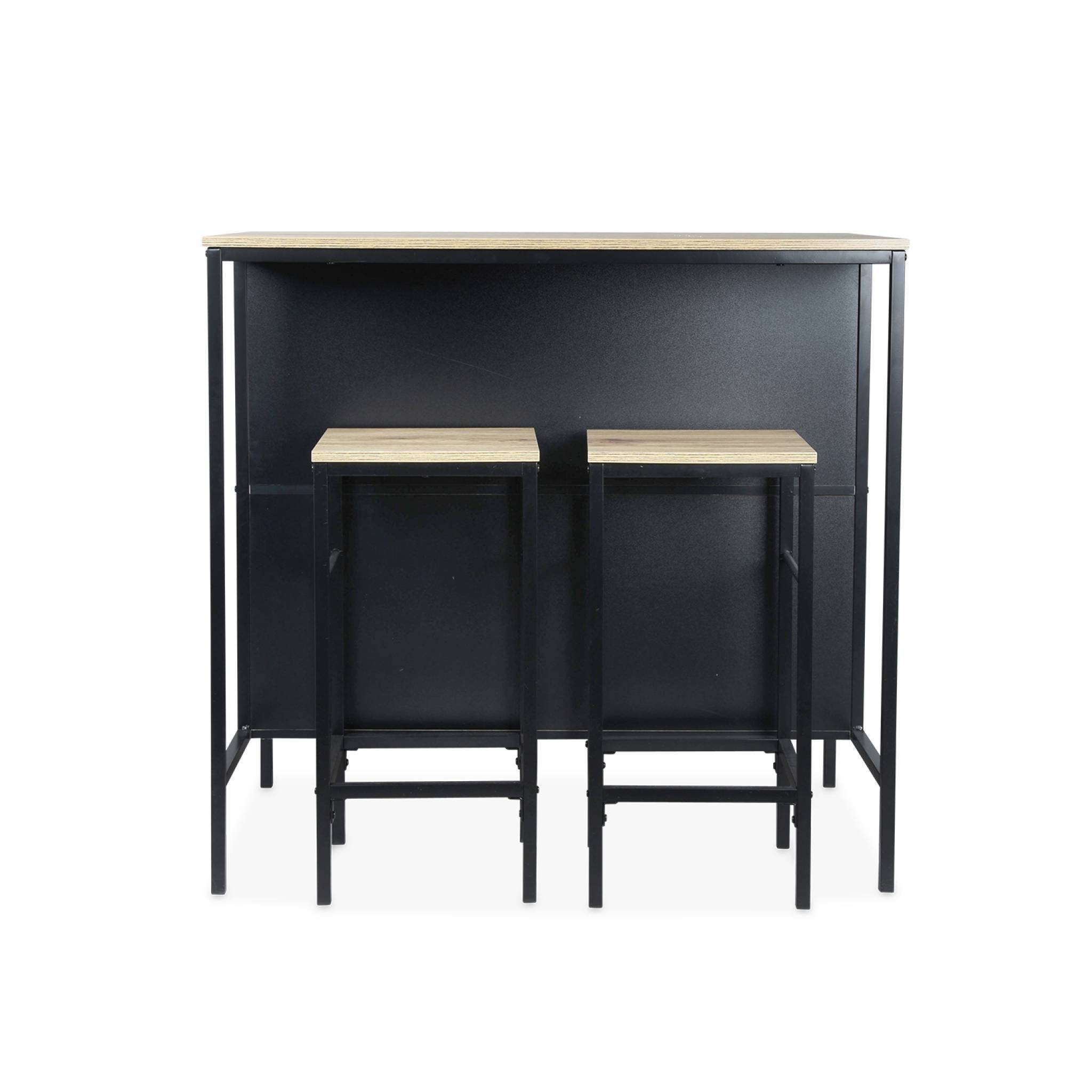 Table haute deux tabourets et deux étagères décor bois et métal. loft. L 100 x P 60 x H 95cm LOFT - 5