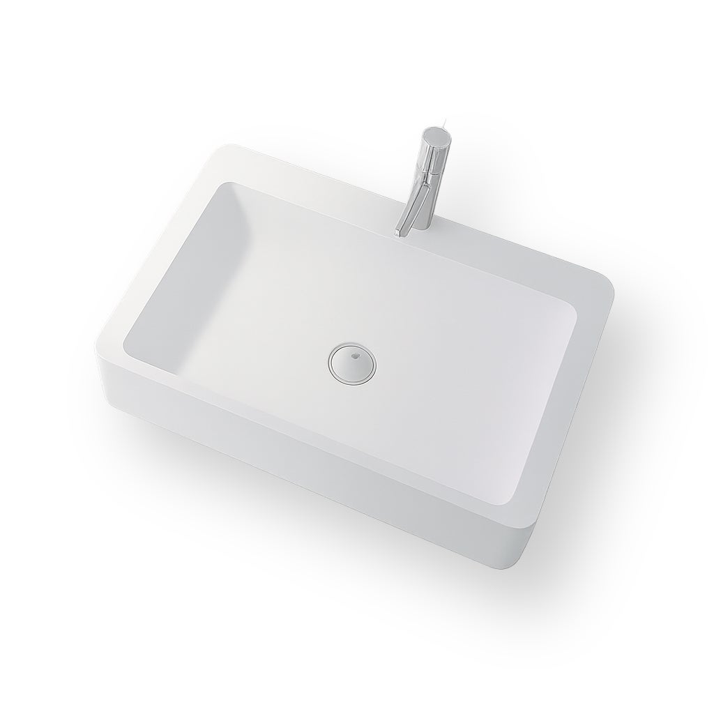 Tanaho 60 cm lavabo rectangular independiente en superficie sólida blanco - lavabos de baño