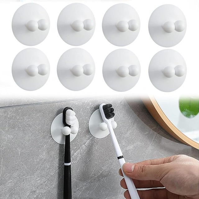 Porte Brosse à Dents Mural 8 Pcs Support de Brosse à Dents,Porte Brosse Dents Ventouse,Porte-Brosse Dents Mural en Silicone,sans Poinçonnage Convient