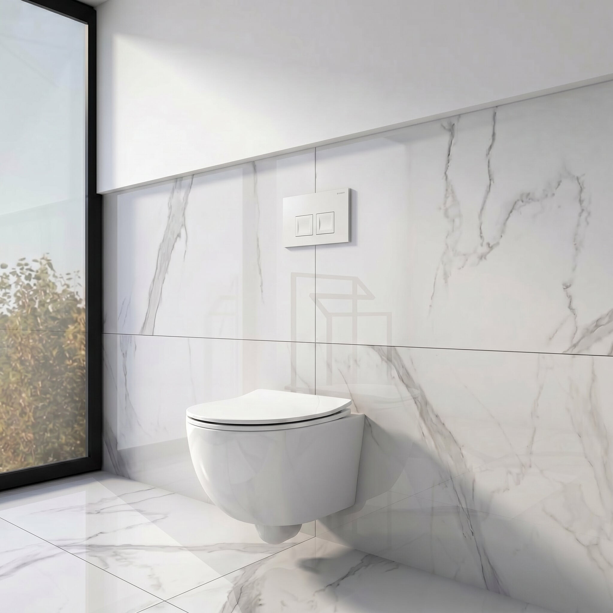 GEBERIT Duofix Basic Support Bâti-support + Lavita WC Dalia suspendu blanc sans bord + panneau de commande Delta 25 blanc | Kit complet WC - 3