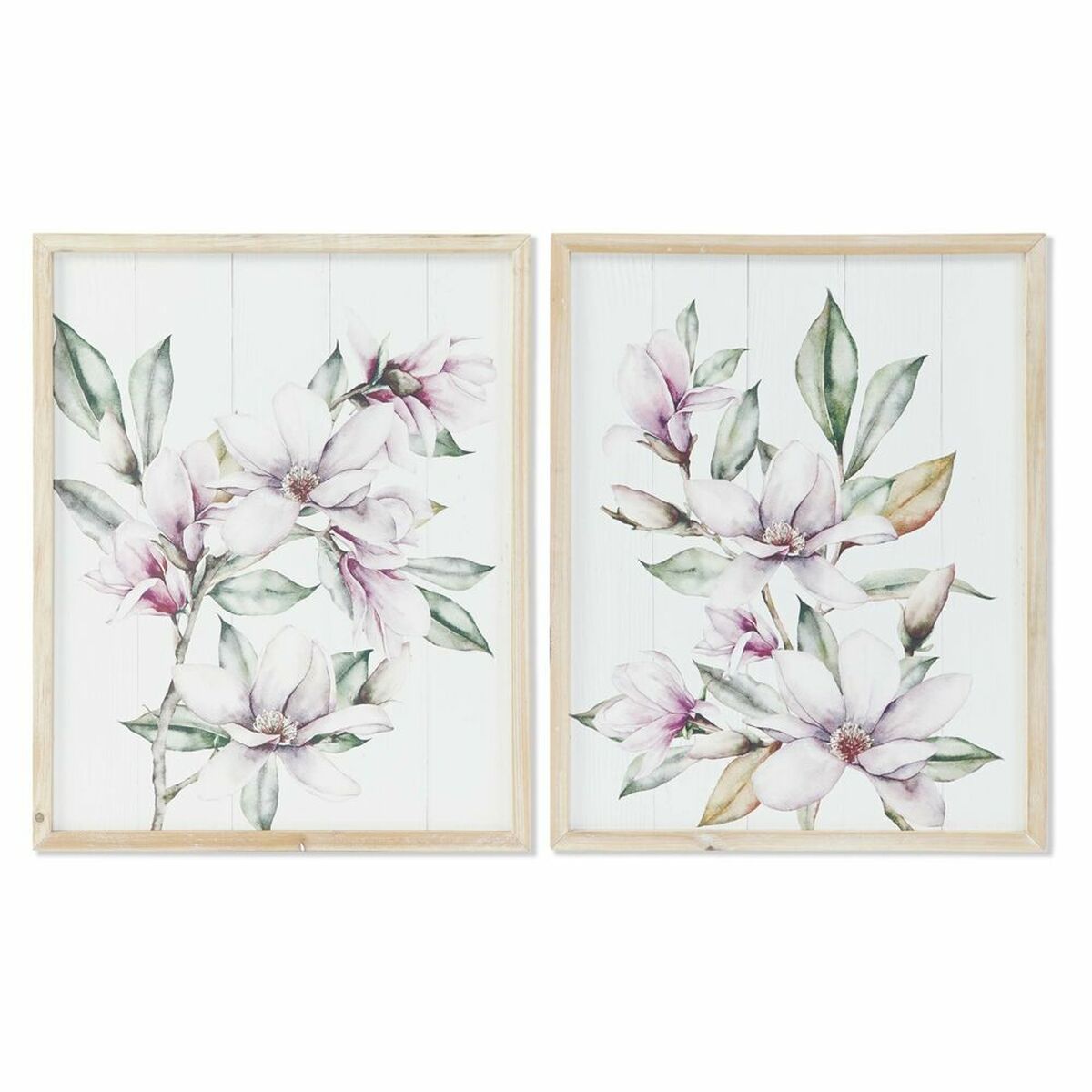 Cuadro dkd home decor 48 x 2 x 60 cm flores shabby chic (2 unidades)