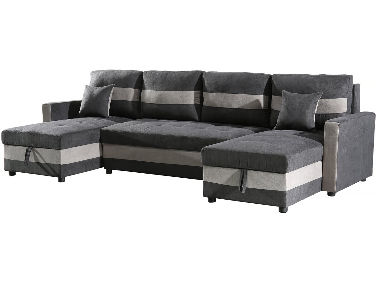 Habitat Et Jardin  Sofá Convertible Panorámico Antoine Con Compartimentos Portaobjetos, 5 Plazas, Oscuro/ Claro Gris/Oscuro , Leroy Merlin