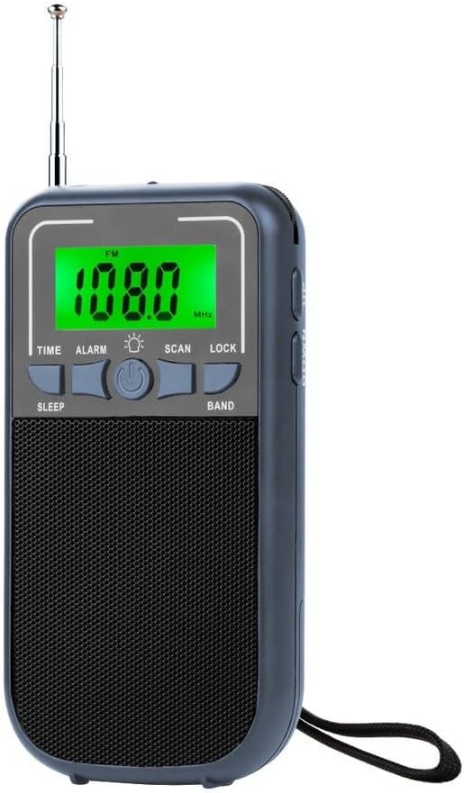 Przenośne radio kieszonkowe, mini radio z wyświetlaczem cyfrowym, odpowiednie dla rodzin i osób starszych, szare