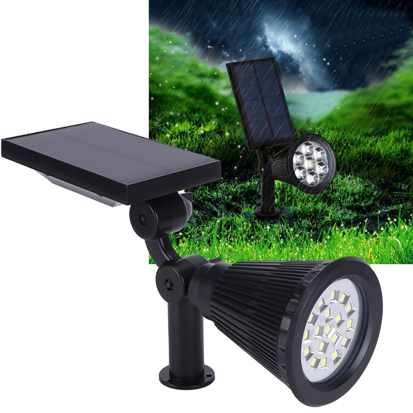 Projecteur solaire de pelouse 18 LED lumière colorée noir IP65 à piquer ...