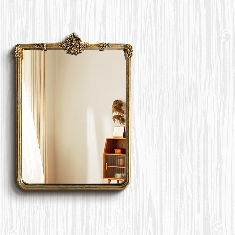 Metalowe lustro dekoracyjne w stylu vintage - lustro łazienkowe z metalową ramą i szkłem o wysokiej rozdzielczości, montaż ścienny, B - 2