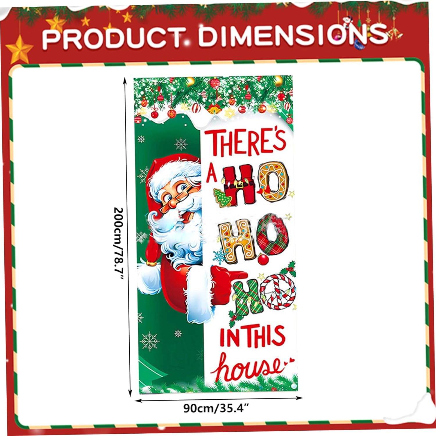 Cubierta navideña para puerta, banderín navideño para puerta de 90 x 200 cm - 4