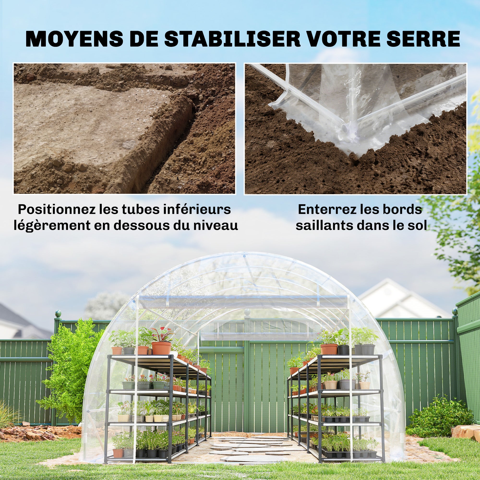 Serre tunnel de jardin acier Outsunny - 7