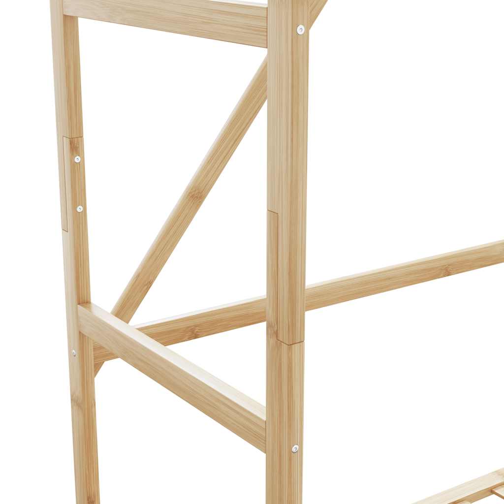 Porte-vêtements, Portant à Vetement et étagères et roulettes 110x40x180 cm bambou - 6