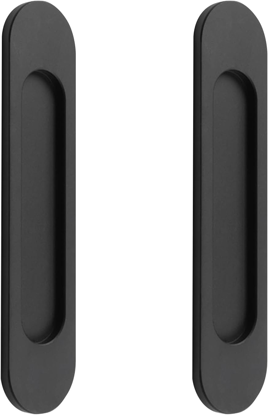 Poignée de porte coulissante ovale autocollante en 2 parties, noire ...