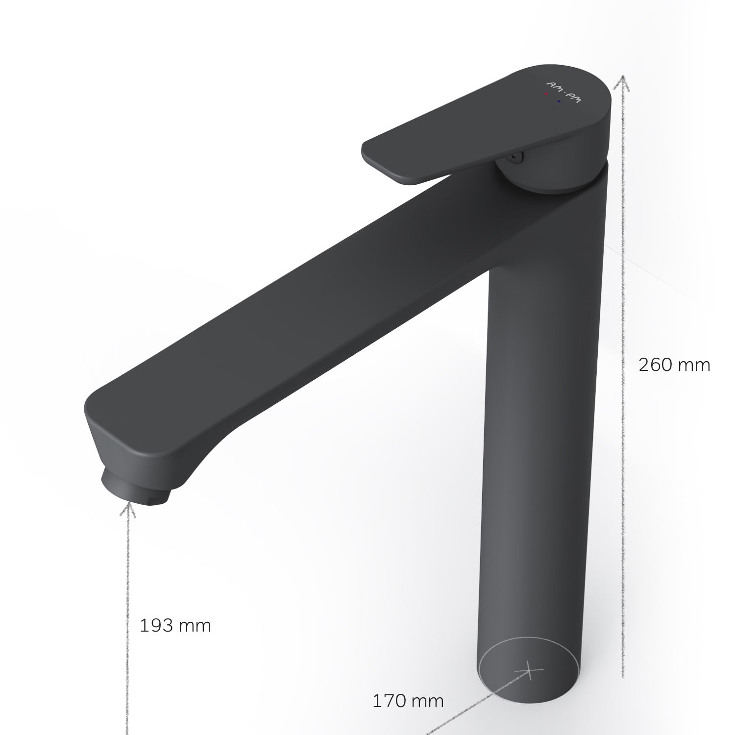 Mitigeur de Lavabo, Robinet de Lavabo avec bonde clic clac, Robinet de lave-mains, Noir, taille L, FTA92222 AM.PM - 8