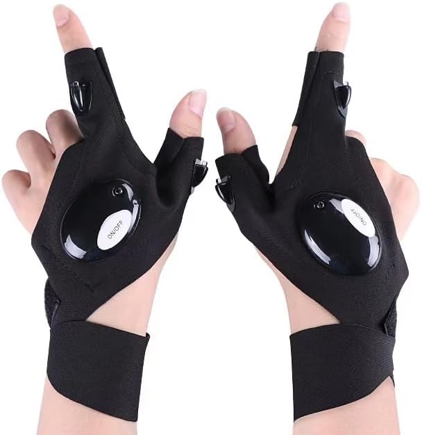 AUTTOYS Gants LED Lumineux - Gadget Insolite Pêche, Camping, Bricolage, Cadeau Homme Parfait Anniversaire Ou Saint-Valentin
