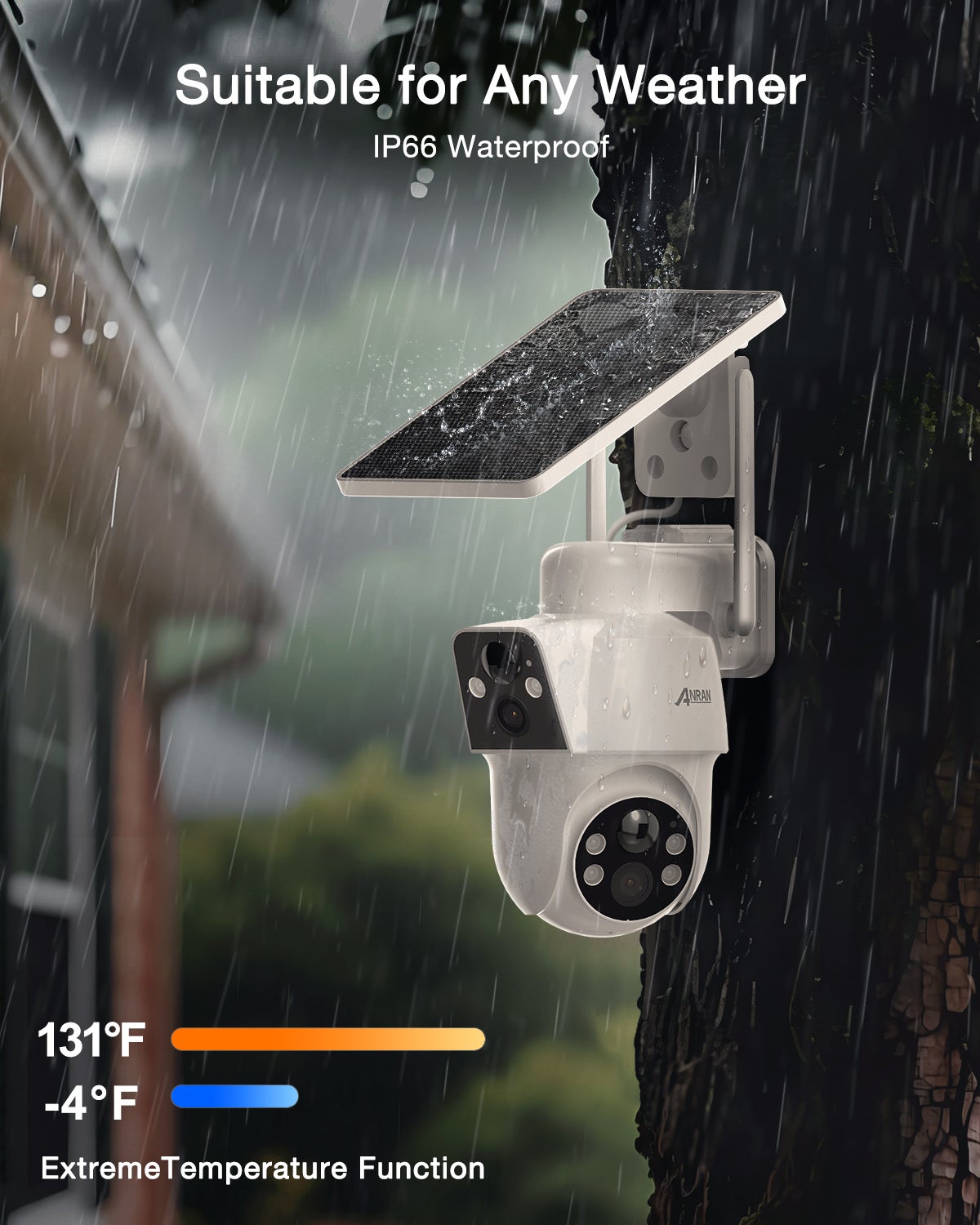 Caméra Surveillance 4K(2K+2K) WiFi Extérieure sans Fil Solaire , Double Objectif Double PIR, 360° Solaire Caméra, Vision Nocturne Couleur,ANRAN - 8