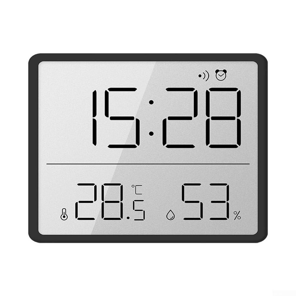 Elektroniczny wielofunkcyjny termometr, higrometr z wyświetlaczem temperatury, wilgotności i zegarem, z 12-/24-godzinnym czasem i magnetyczną konstruk