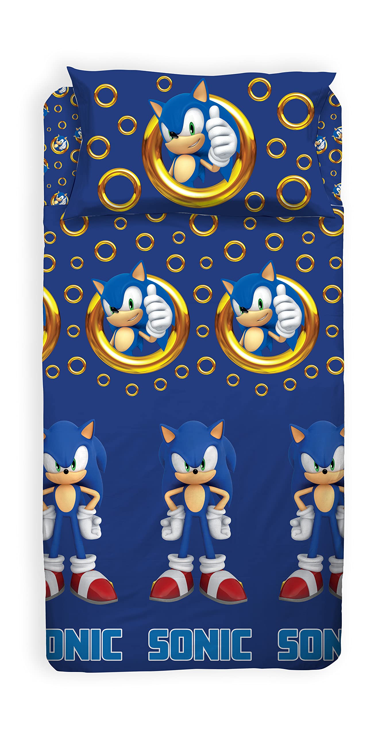 Set Lenzuola Super Mario - 100% Cotone, Misura Singola, Con Federa, Azzurro - Foto 5