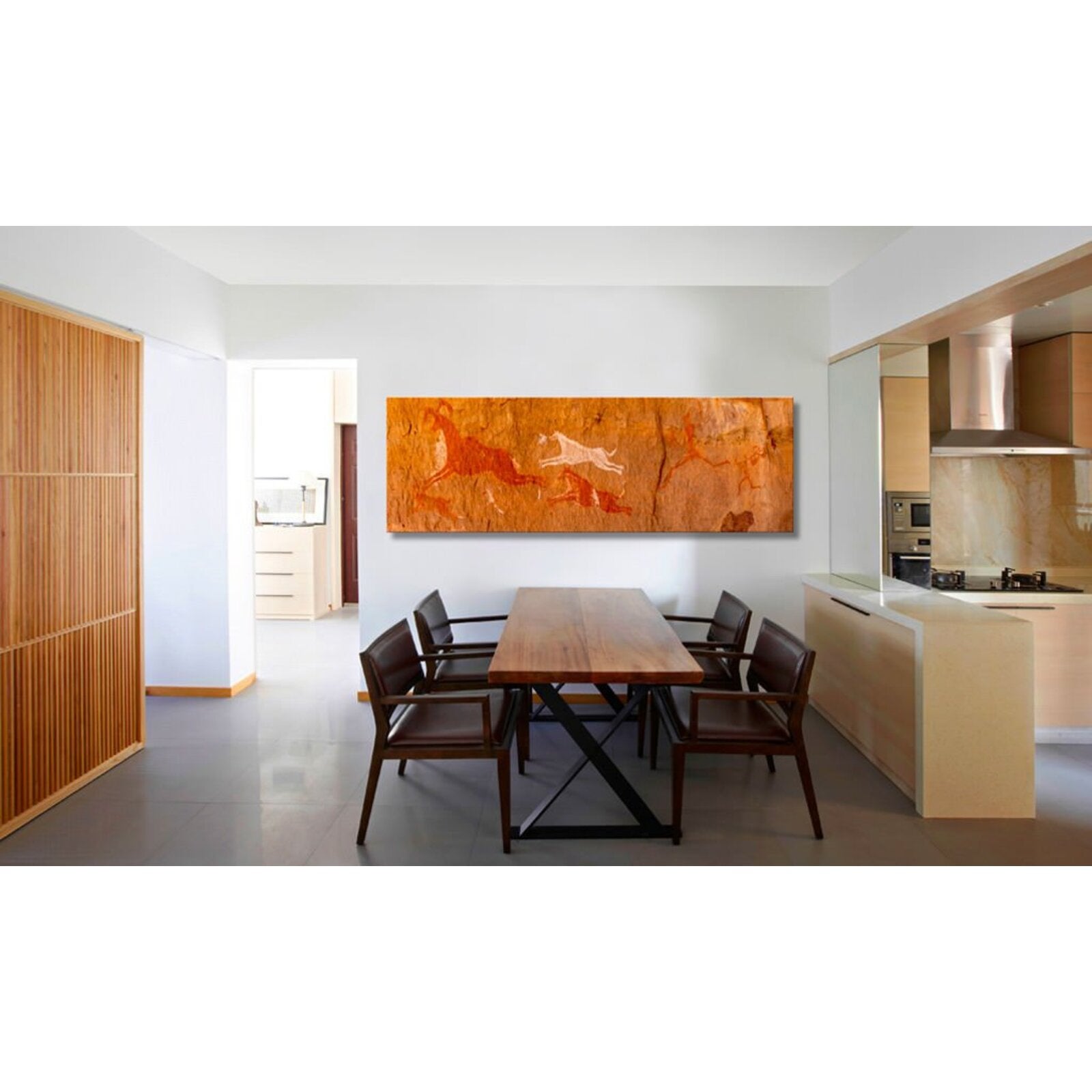 Tableau peintures rupestres - 135 x 45 cm - 2