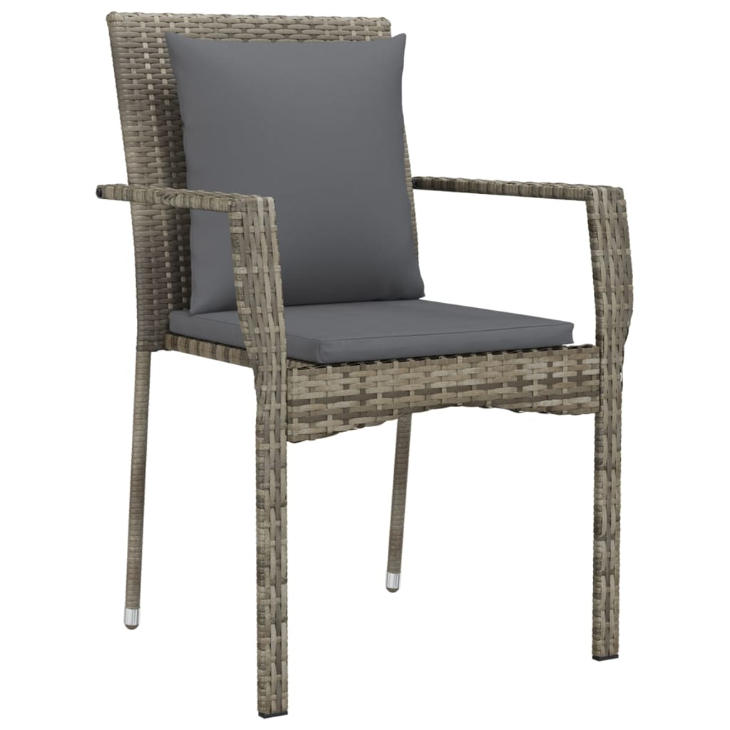 Maison Exclusive - Set da Pranzo Giardino 9pz con Cuscini Nero e Grigio Polyrattan - 5