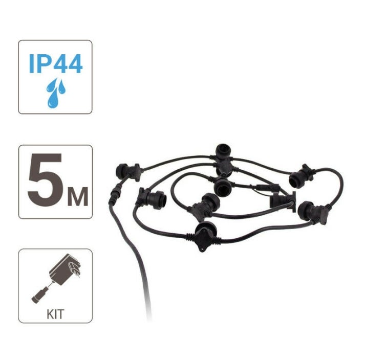 Xanlite - Guirlande Guinguette LED Noire, Compatible Ampoules E27, 5m Extensible - GRL5230VB - 4