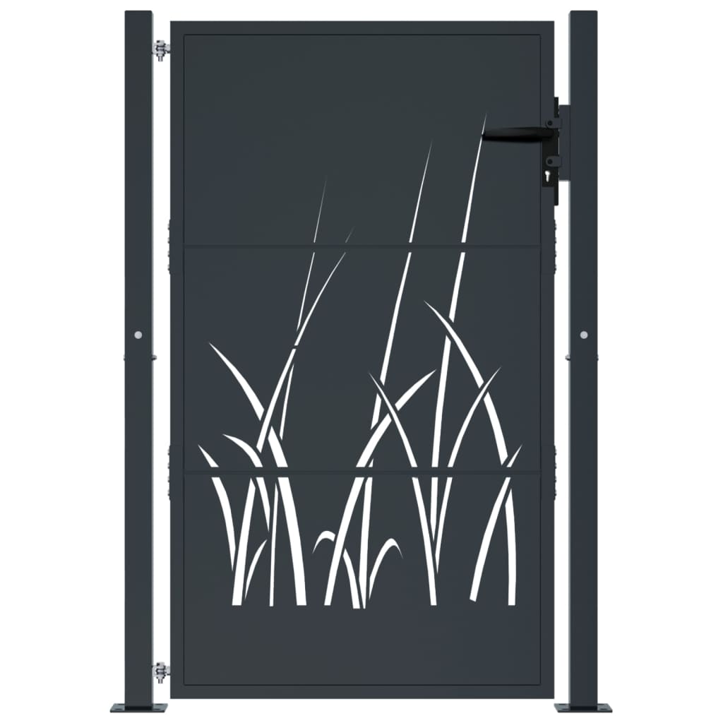 Portail de jardin Anthracite 100x125 cm Acier Design Herbe vidaXL - 4